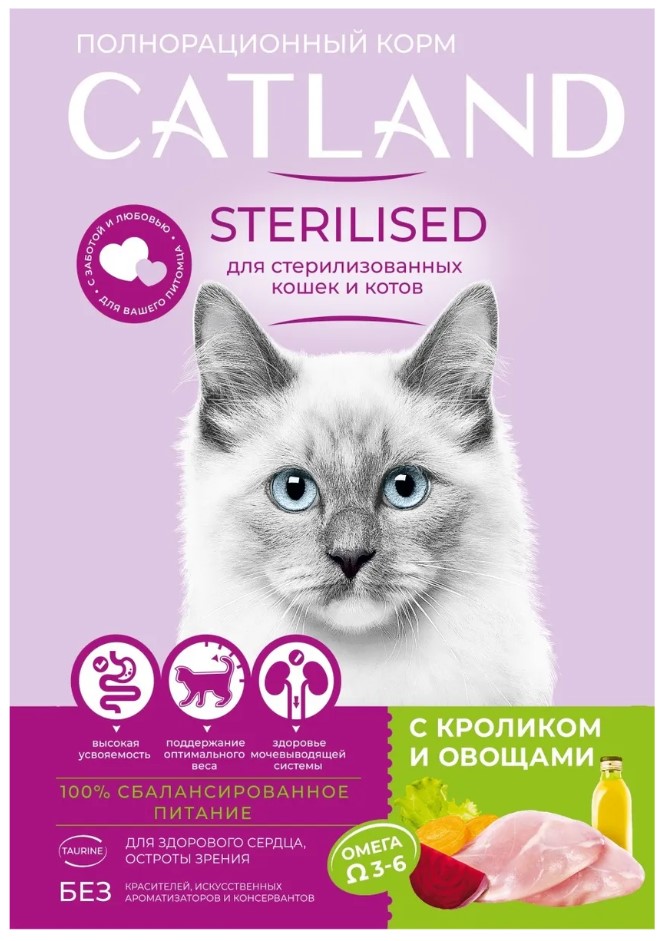 Catland Sterilised корм сухой для кошек стерилизованных кролик с ...