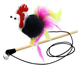 Дразнилка для кошек GoSi удочка "Петух Виссарион" натуральная норка sh-07464 