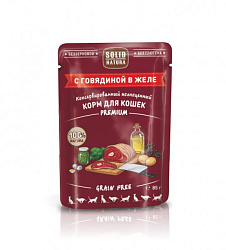 Solid Natura Premium влажный корм для кошек кусочки в желе с говядиной 85гр
