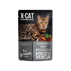 X-Cat консервы для кошек Много мяса с кроликом и яблоком в соусе 85гр
