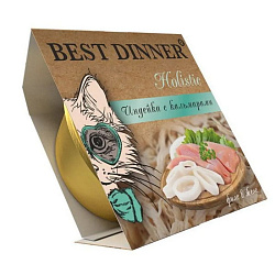 Best Dinner Holistic Sterilised влажный корм для кошек стерилизованных индейка/кальмары 75г