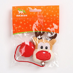 Дразнилка для кошек с бубенчиком "Олень-красный нос" Пижон
