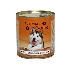 Собачье Счастье консервы для собак с птицей и потрошками в желе 750гр