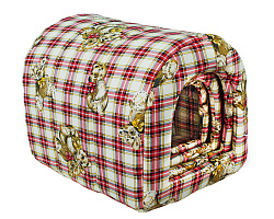 Лежак-домик №1 округлый бежевая клетка 1 30*21*24*4см 8034/1