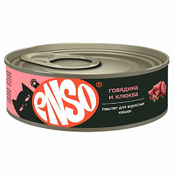 Enso Basic Консервы для кошек, полнорационный, профилактика МКБ, с говядиной и клюквой, паштет 100гр