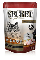 Secret life force влажный корм для кошек кусочки в соусе с курицей 85гр