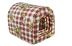Лежак-домик №1 округлый бежевая клетка 3 41*30*36*7см 8034/3