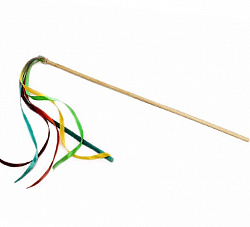 Дразнилка для кошек Верные Друзья "Удочка Кисточка из лент" 50 см