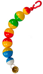 Игрушка для попугаев на тросике с колокольчиком "7 шариков" 44см