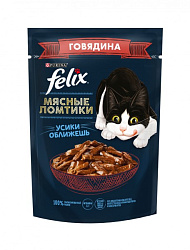 Felix Мясные ломтики влажный корм для кошек взрослых с говядиной в соусе 75гр