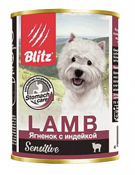 Blitz Sensitive Dog Adult влажный корм для собак взрослых всех пород с ягненком и индейкой в суфле 400гр Blitz Sensitive Dog Adult влажный корм для собак взрослых всех пород с ягненком и индейкой в суфле 400гр