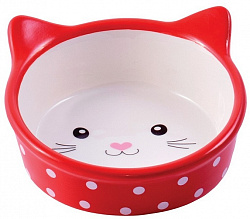 Миска керамика Мордочка кошки красная в горошек Mr.Kranch 250мл