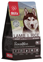 Blitz Sensitive Dog Adult сухой корм для собак взрослых всех пород с ягненком и рисом 1,8кг