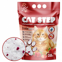 Cat Step Crystal Strawberry впитывающий силикагелевый наполнитель 3,8л