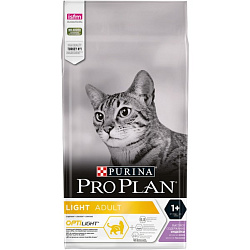 Pro Plan Cat Adult Light корм сухой низкокалорийный для кошек взрослых с избыточным весом и склонностью к полноте с индейкой 1,5кг