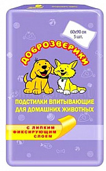 Подстилка Доброзверики 60*90 (5шт) с липким слоем