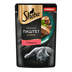 Sheba консервы для кошек нежный паштет с говядиной в желе 75гр