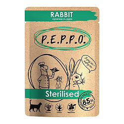 P.E.P.P.O Adult Sterilised влажный корм для кошек взрослых стерилизованных с кроликом в соусе 85гр