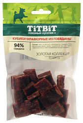 TiTBiT Золотая коллекция лакомство для собак Кубики мраморные из говядины 80гр