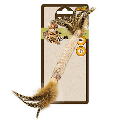 Игрушка для кошек NATURAL из мататаби "Палочка с перьями", 120/260мм Triol