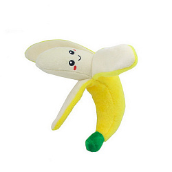 Игрушка для собак №1 Банан с пищалкой, текстиль, 19см