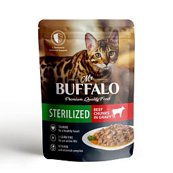 Mr.Buffalo Sterilised консервы для кошек взрослых стерилизованных с говядиной в соусе 85гр