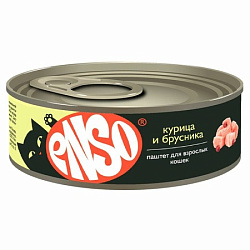 Enso Basic консервы для кошек, полнорационный, профилактика МКБ, с курицей и брусникой, паштет 100гр