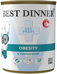 Best Dinner Vet Profi Obesity диетический влажный корм для собак Говядина 340 г