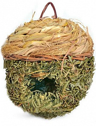Гнездо для попугаев плетенное с круглой крышей 15см РТ6047