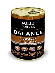 Solid Natura Balance влажный корм для собак с сердцем и печенью 340гр