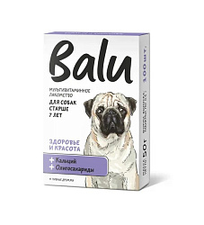Мультивитаминное лакомство Balu для собак старше 7 лет "здоровье и красота" 100 таб