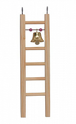 Лесенка для птиц деревянная малая с колокольчиком и бусами 8578