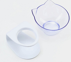 Миска прозрачная на белой подставке Пижон 13*13*13,5см 7519739