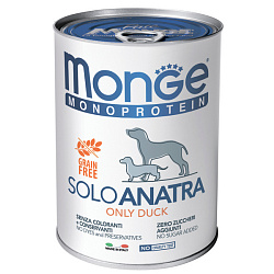 Monge Dog Monoprotein Solo консервы для собак взрослых с уткой 400гр