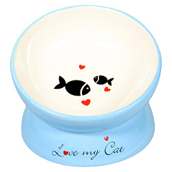 Миска керамика для кошек на подставке голубая Mr.Kranch 120мл