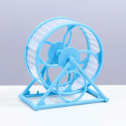 Колесо для грызунов на подставке диаметр колеса 12,5 см 14*3*9см голубое   7598062