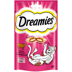 Dreamies лакомые подушечки лакомство для кошек с говядиной 60гр