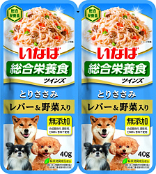 INABA Twins влажный корм для собак Курица/курин.печень/овощи 2*40г