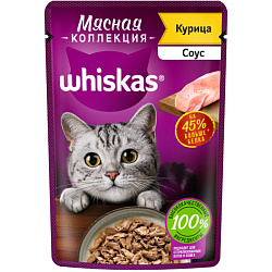 Whiskas Мясная коллекция влажный корм для кошек с курицей в соусе 75гр