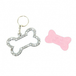 Адресник со стразами и вкладышем Косточка малый 3,2*2см 736526