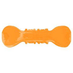 Игрушка для собак Mr.Kranch Гантель дентальная с пищалкой 22см оранжевая с ароматом бекона