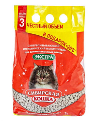 Сибирская Кошка Экстра Впитывающий наполнитель для длинношерстных кошек 3л