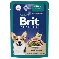 Brit Premium влажный корм для собак всех пород с уткой в соусе 85гр