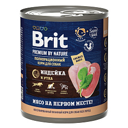 Brit Premium by Nature влажный корм для собак с индейкой и уткой 850гр