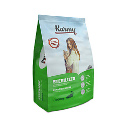 Karmy Sterilized корм сухой для кошек стерилизованных лосось 1,5кг