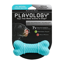 Игрушка для собак средних пород Playology двухслойная жевательная косточка DUAL LAYER BONE с ароматом арахиса, средняя, цвет голубой Игрушка для собак средних пород Playology двухслойная жевательная косточка DUAL LAYER BONE с ароматом арахиса, средняя, цвет голубой