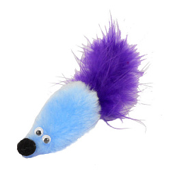 Игрушка для кошек GoSi Мышь с мятой голубой мех с хвостом перо (07140)