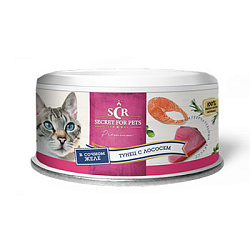 Secret Premium консерва для кошек Тунец с лососем в желе 85гр