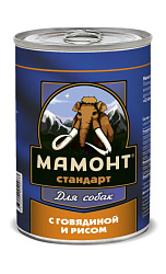 Мамонт Стандарт влажный корм для собак с говядиной и рисом 970гр