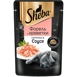 Sheba влажный корм для кошек ломтики с форелью и креветками в соусе 75гр